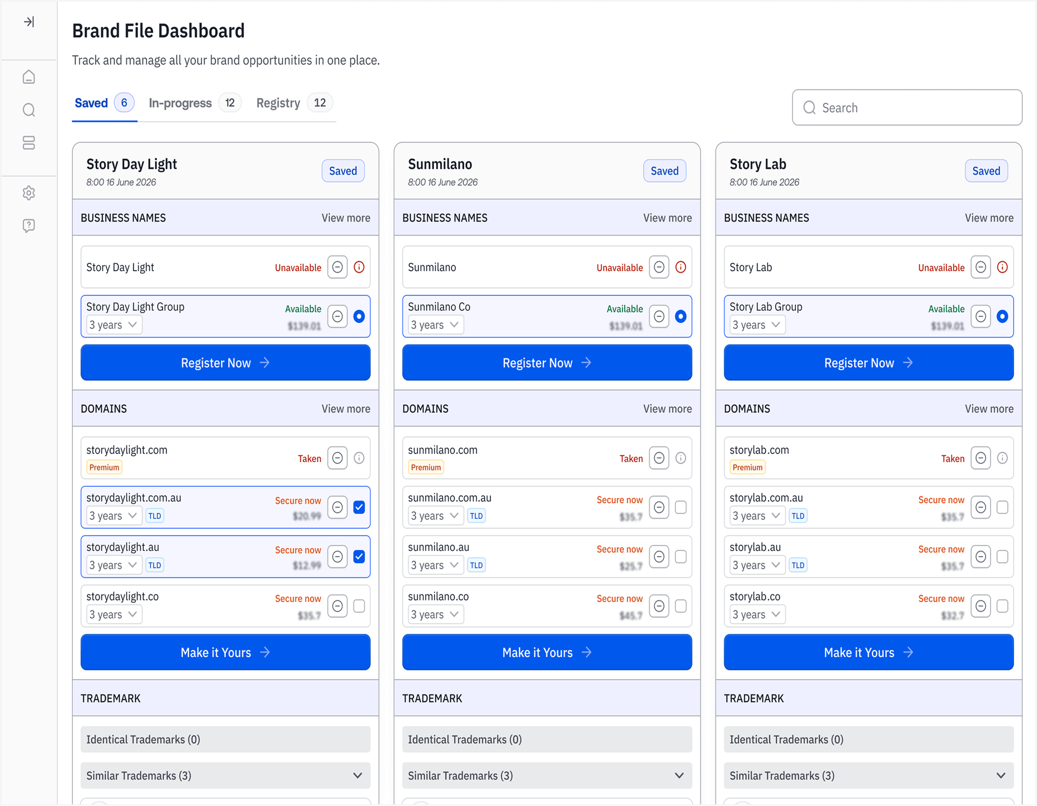 Brand Files dashboard